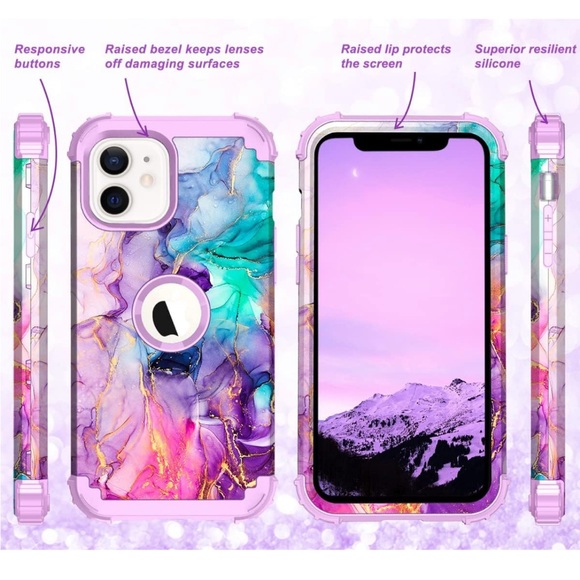 iPhone 12/12 Pro Watercolor Marble Case - Picture 4 of 6